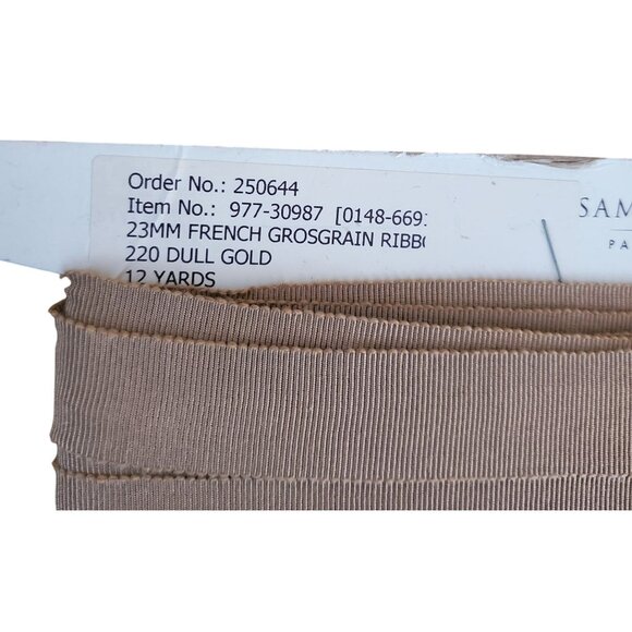 Samuel & Sons 12 Yard French Grosgrain Ribbon 1" Dull Gold Designer Discontinued - Picture 3 of 6